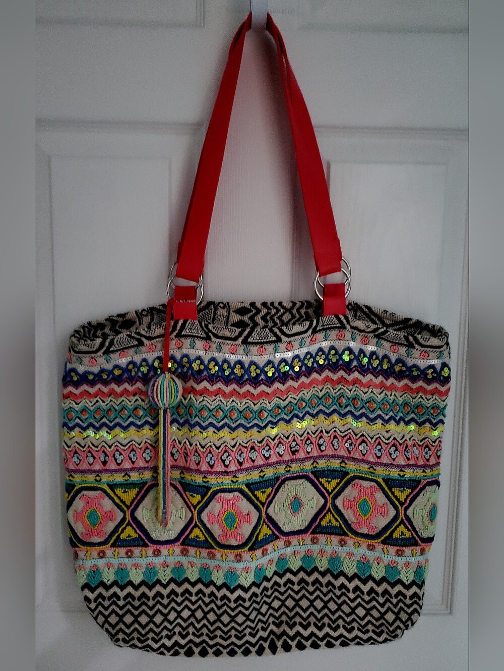 Kareena's Boho Chic Beaded Hobo Tote Bag Festival Hippie